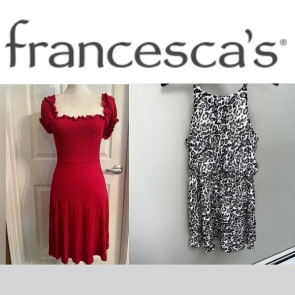 Francesca's Collections Dresses & Skirts - Francesca’s Mini Dress/2 in total/Red and Leopard Print/Size Medium